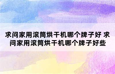 求问家用滚筒烘干机哪个牌子好 求问家用滚筒烘干机哪个牌子好些